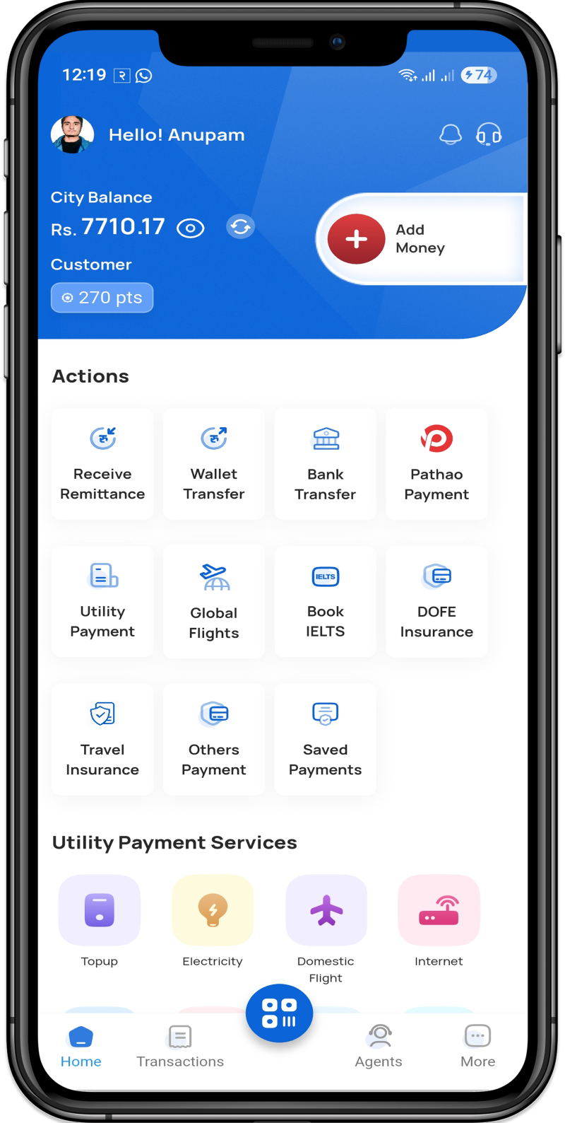 CityPay mobile app – Nepal's leading digital wallet on smartphone showcase